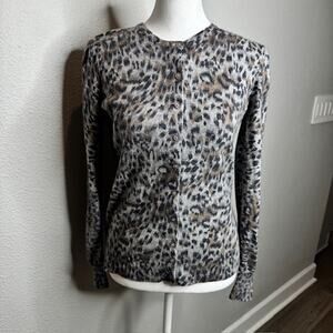 Peck & Peck Silk Cashmere Cardigan Sz Medium Animal Print